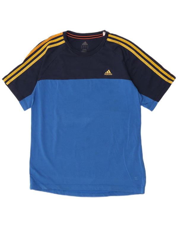 Adidas Hombre Camiseta Regular De Manga Corta Top Azul Medio Colorblock Algodón