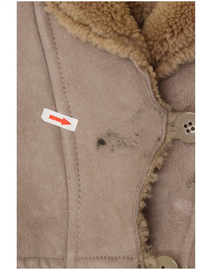 Vintage mujer shearling abrigo IT 42 Medio Beige Shearling