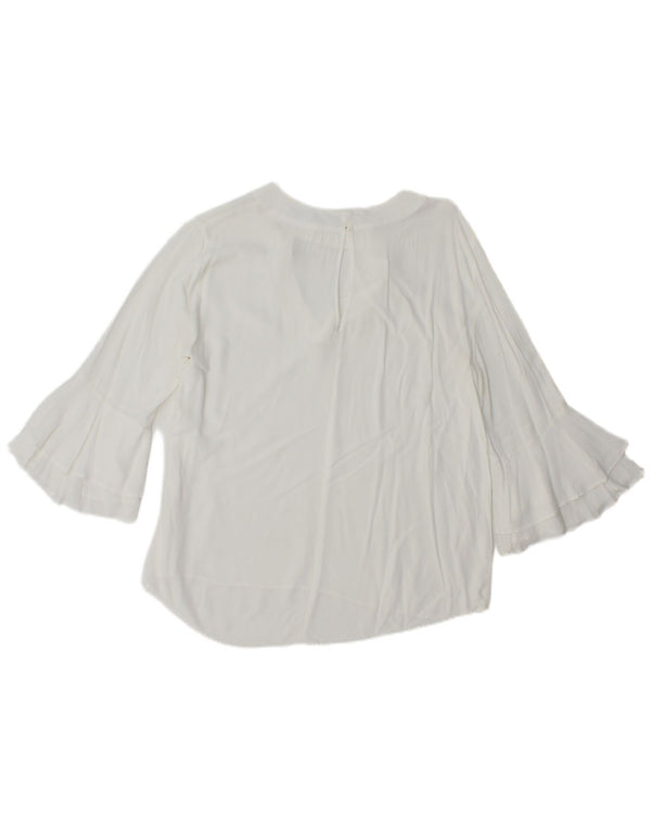 Zara Mujer Blusa Manga 3/4 Top UK 46 Grande Blanco