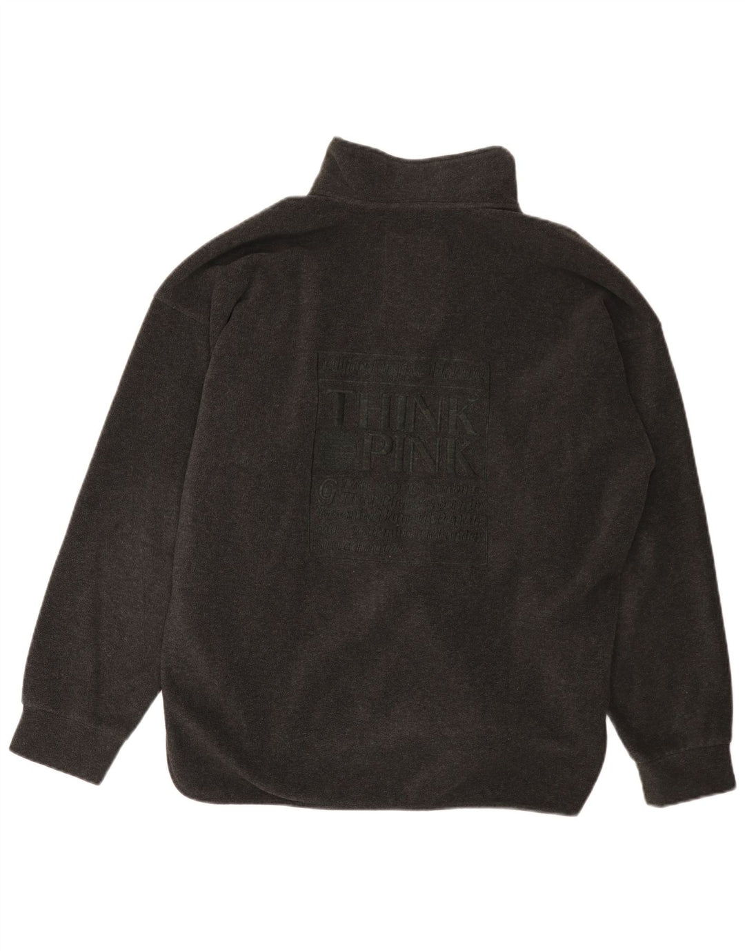 THINK PINK Jersey de forro polar con cuello con cremallera y gráfico para hombre Poliéster gris medio