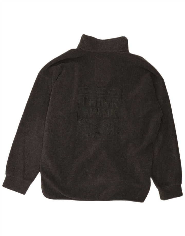 THINK PINK Jersey de forro polar con cuello con cremallera y gráfico para hombre Poliéster gris medio