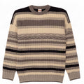 Vintage hombres cuello redondo jersey suéter grande gris rayas