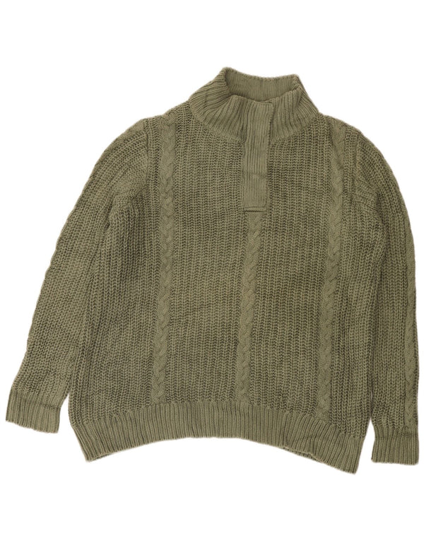 L.L.Bean Suéter Suelto con Cuello con Cremallera para Mujer UK 40 XL Algodón Caqui