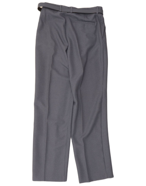 Pantalón de traje recto vintage para mujer W34 L30 Poliéster gris