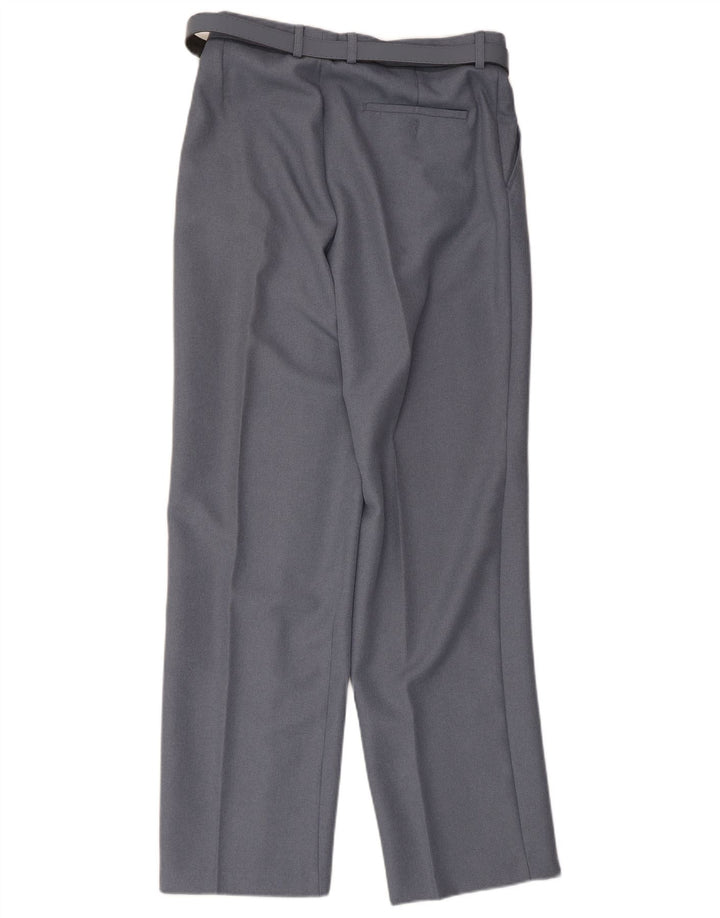Pantalón de traje recto vintage para mujer W34 L30 Poliéster gris