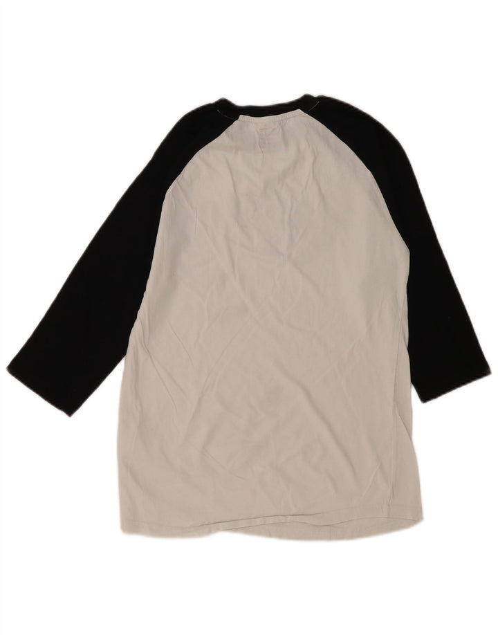 VANS Hombre Slim Fit Graphic Top Manga 3/4 Pequeño Algodón Blanco Colorblock