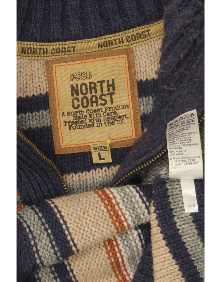 Marks & Spencer Suéter tipo jersey con cuello y cremallera North Coast para hombre, talla grande, azul marino