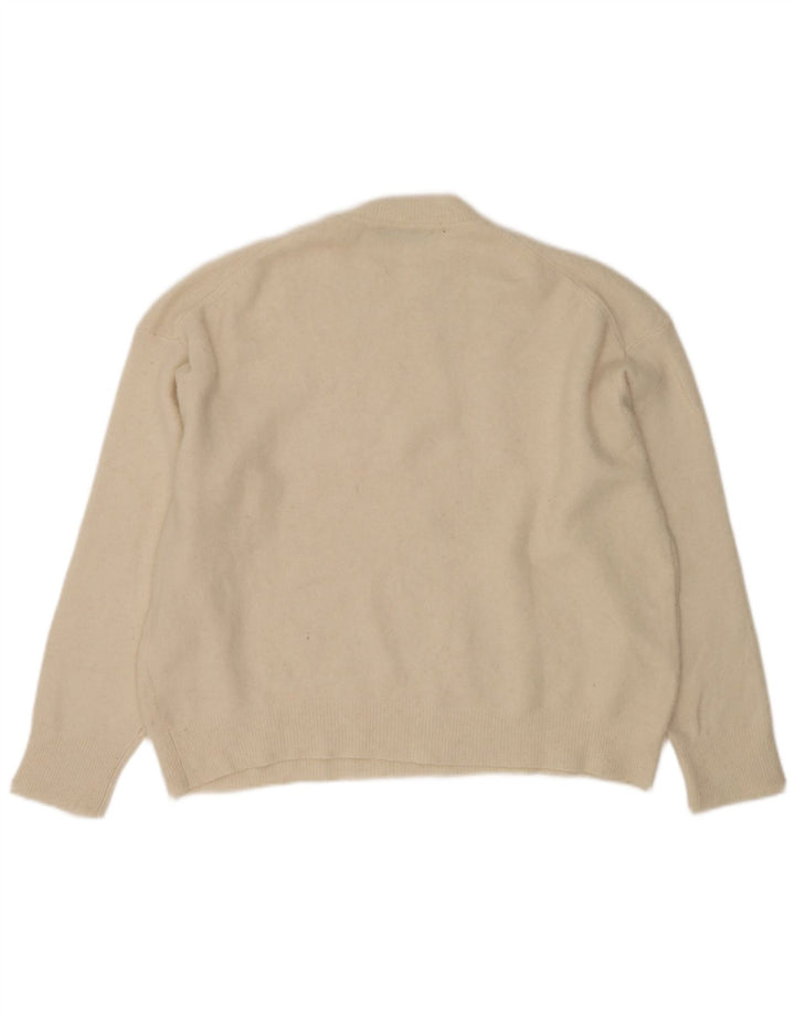 Zara Suéter De Cuello Redondo De Gran Tamaño para Mujer UK 14 Medium Off White