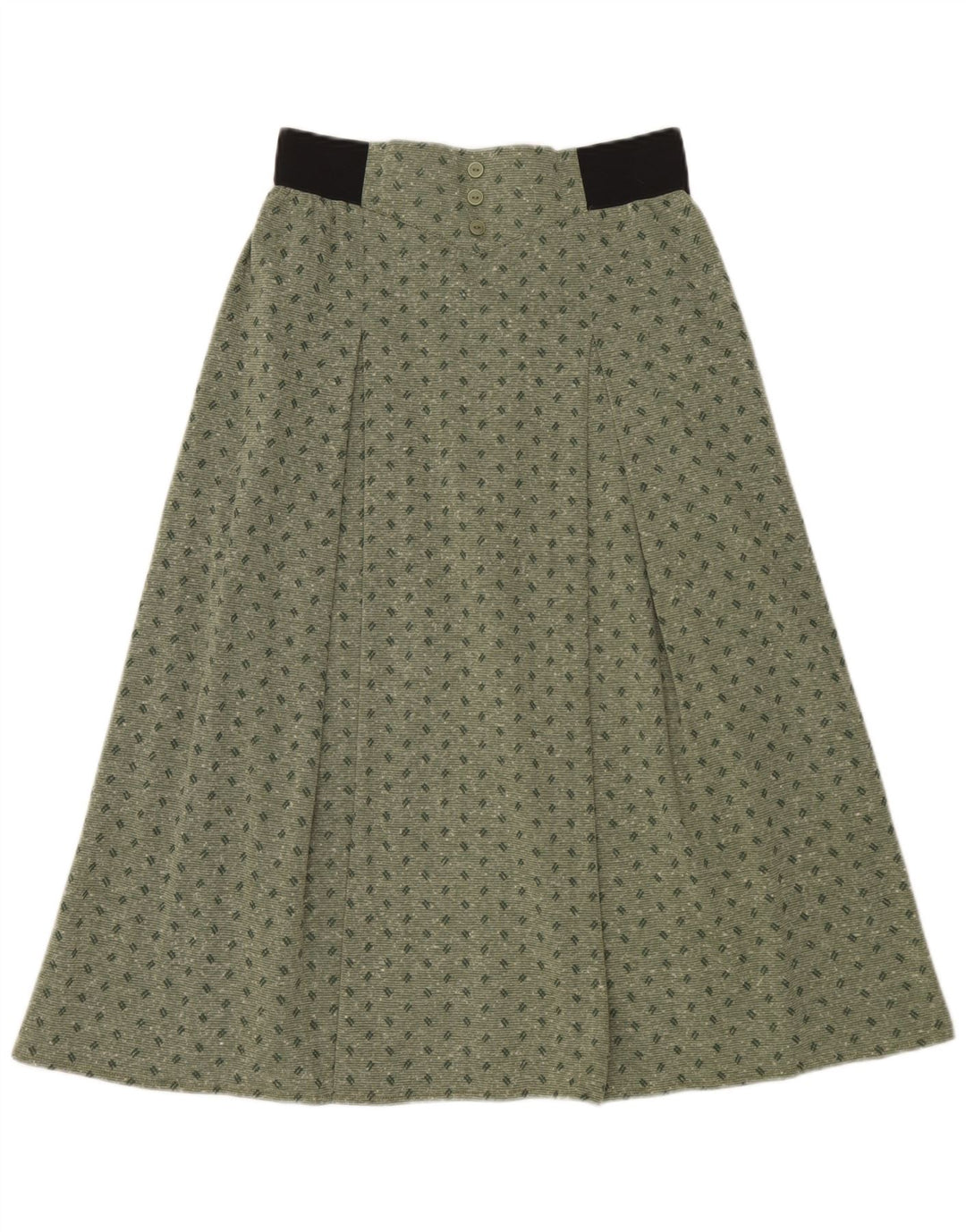 Falda midi vintage para mujer IT 42 Mediana W30 Poliéster manchado verde