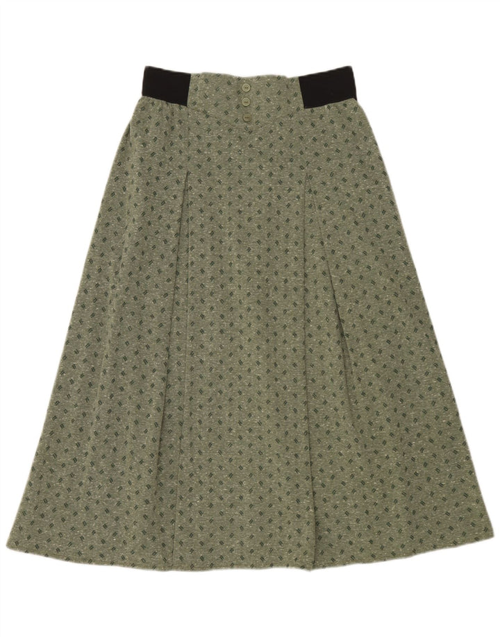 Falda midi vintage para mujer IT 42 Mediana W30 Poliéster manchado verde