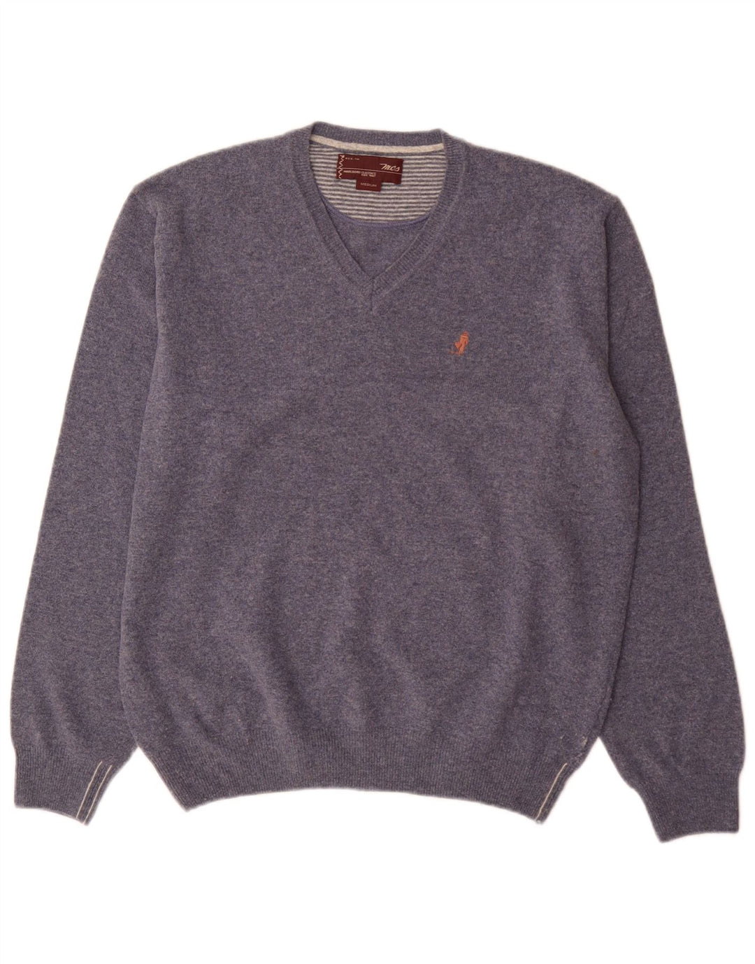 Marlboro Classics - Jersey con cuello en V para hombre, lana azul medio