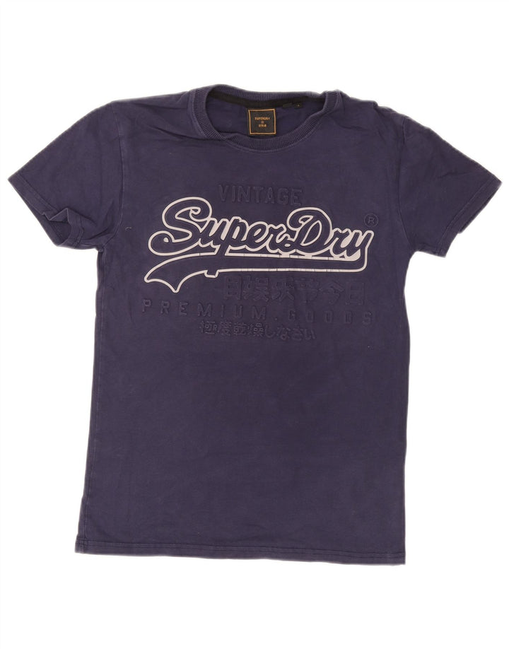 SUPERDRY Camiseta gráfica para hombre Top pequeño de algodón azul marino