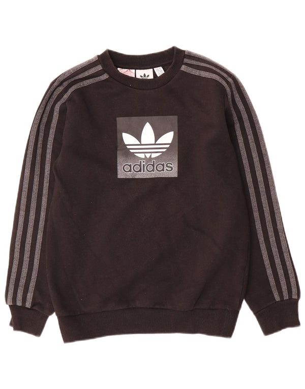 Adidas - Sudadera gráfica para niños (9-10 años, algodón), color negro