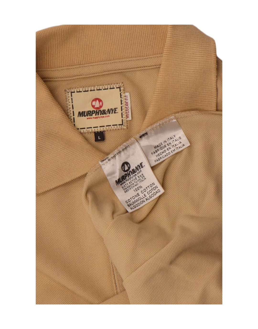 Murphy & Nye Polo de corte regular para hombre de algodón beige grande