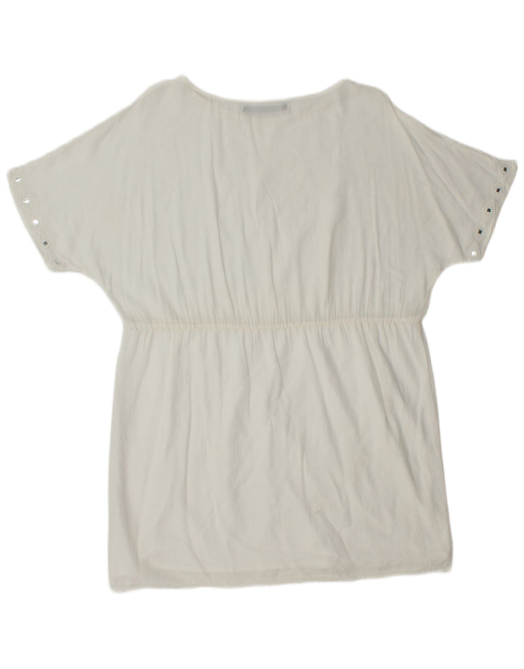 Zara Mujer Blusa Extragrande Top UK 44 Medio Blanco Poliéster