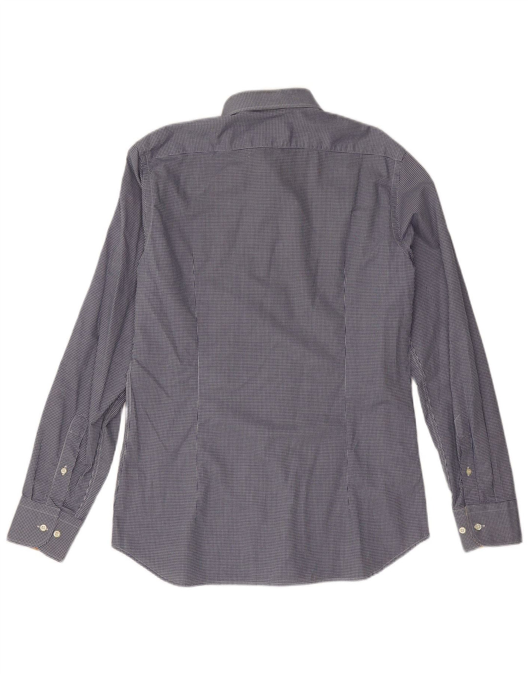 ALVIERO MARTINI Camisa para hombre Talla 16 41 Algodón a cuadros azul marino grande