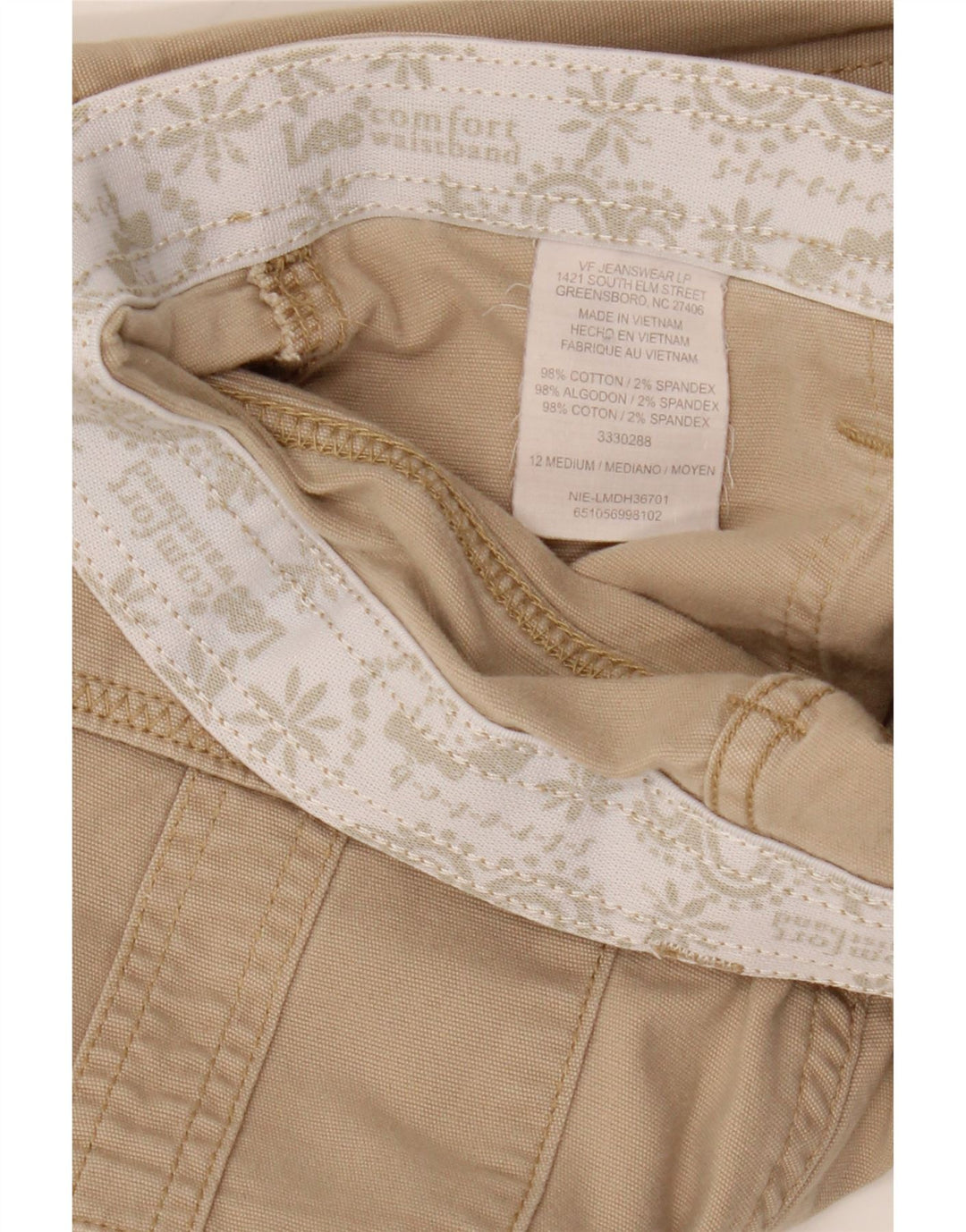 LEE Pantalones capri cargo rectos para mujer US 12 Large W34 L20 Algodón beige