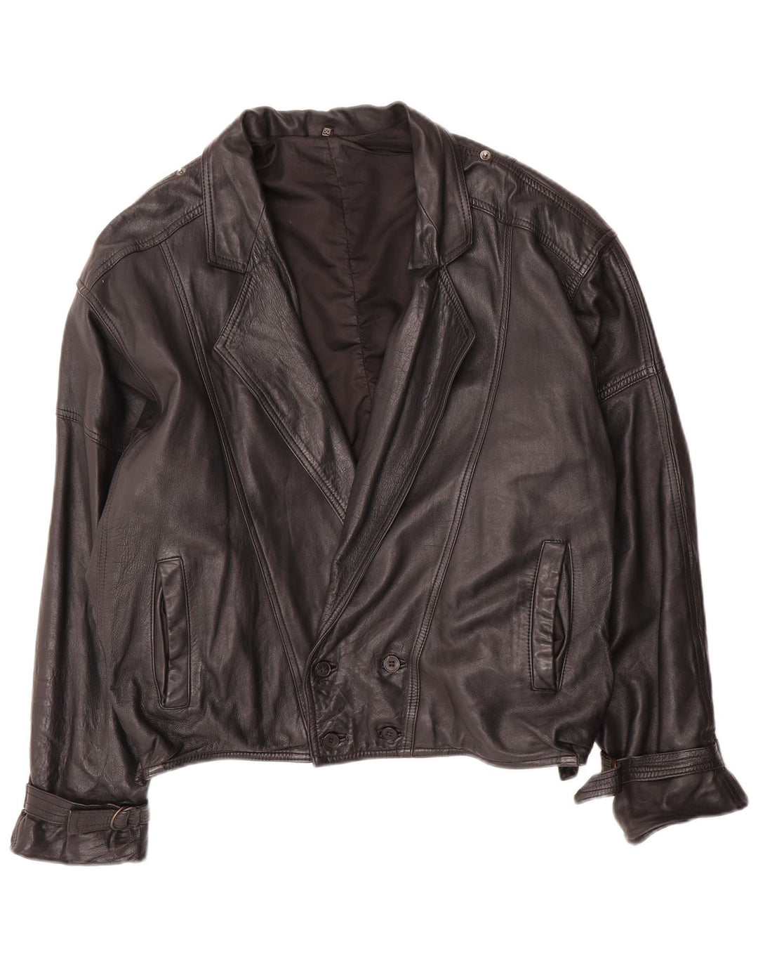 C & A Chaqueta de cuero holgada para hombre EU 50 Cuero negro grande