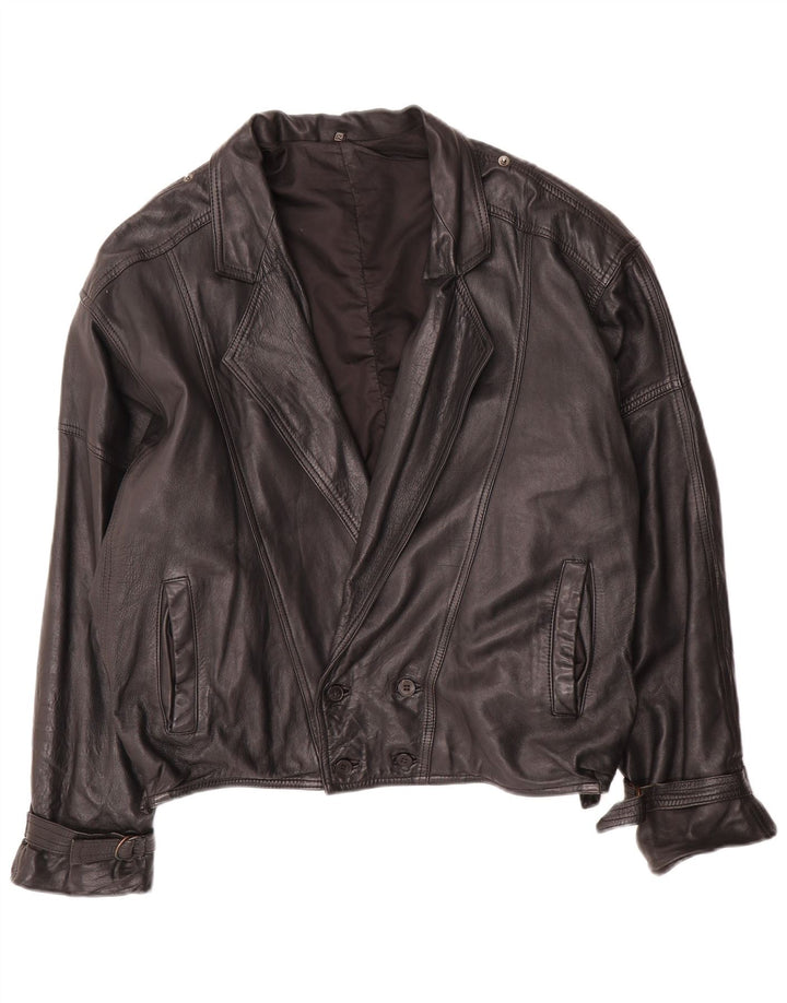C & A Chaqueta de cuero holgada para hombre EU 50 Cuero negro grande