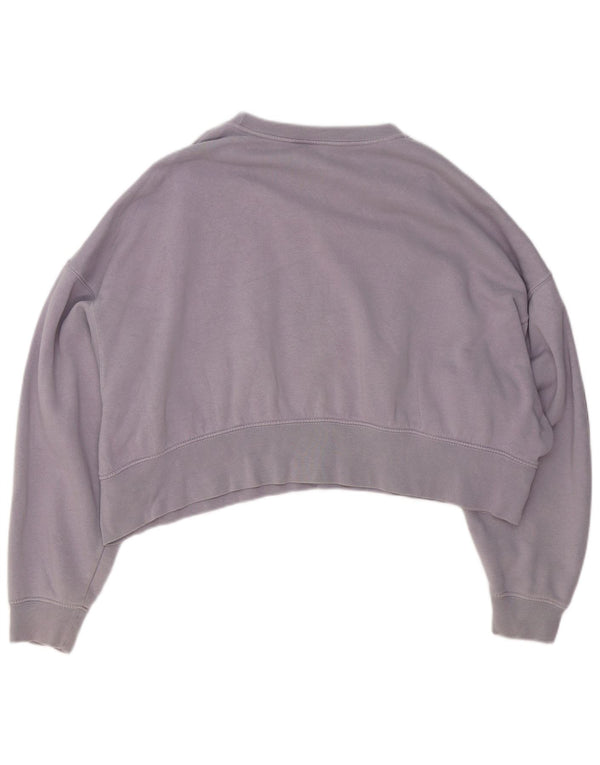 Nike Mujer Crop Loose Fit Sudadera Jumper Reino Unido 10 Pequeño Algodón Púrpura