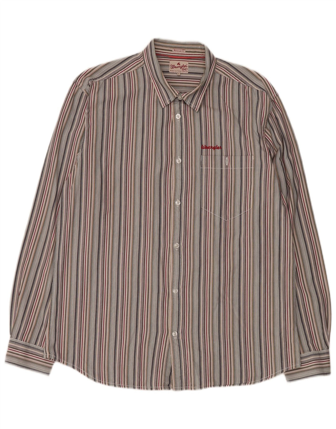 Wrangler Camisa De Hombre Grande De Algodón A Rayas Multicolores