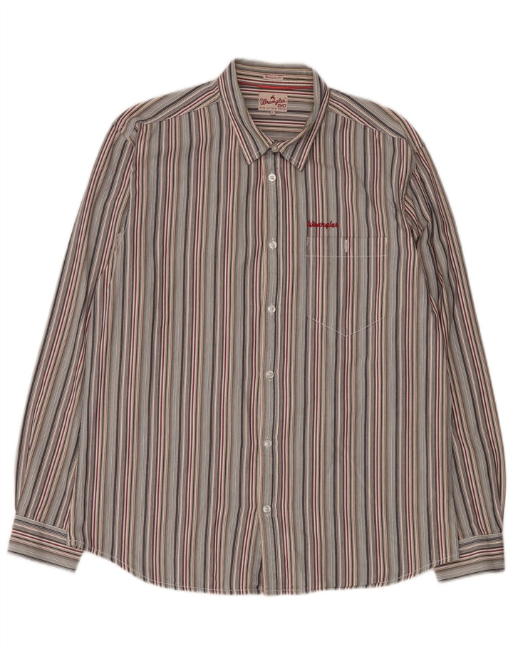 Wrangler Camisa De Hombre Grande De Algodón A Rayas Multicolores