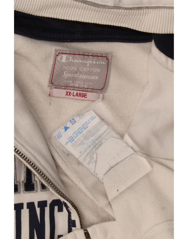 Champion Sudadera con capucha y cremallera gráfica para hombre 2XL Algodón blanco