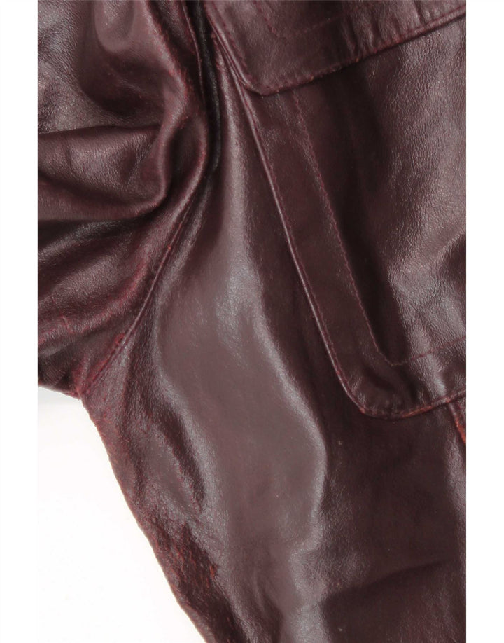 Chaqueta de cuero vintage para hombre Reino Unido 42 XL Borgoña