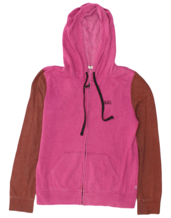 Vans Sudadera con capucha y cremallera para mujer UK 46 Large Rosa Colorblock Algodón