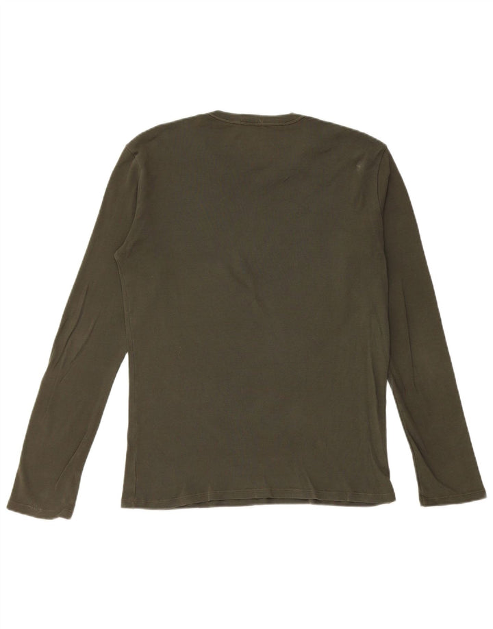 BENETTON Top gráfico para mujer de manga larga UK 42 Verde medio