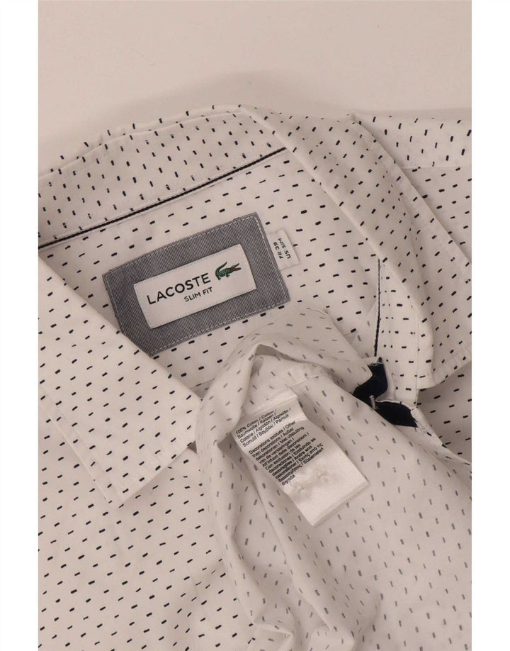 Camisa Lacoste Hombre Slim Fit Talla 39 Mediana Algodón Manchado Blanco