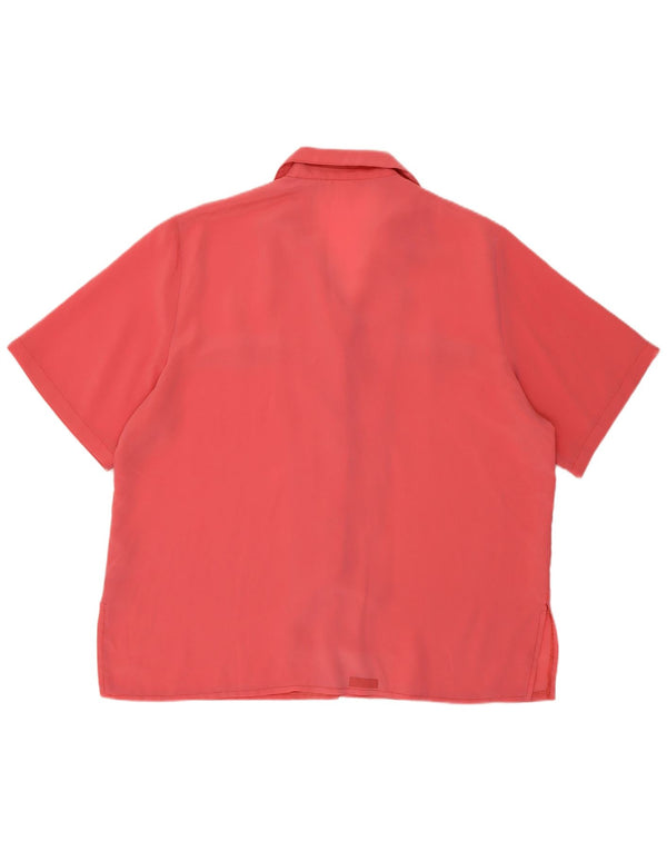Vintage mujer manga corta camisa blusa Reino Unido 16 rosa grande
