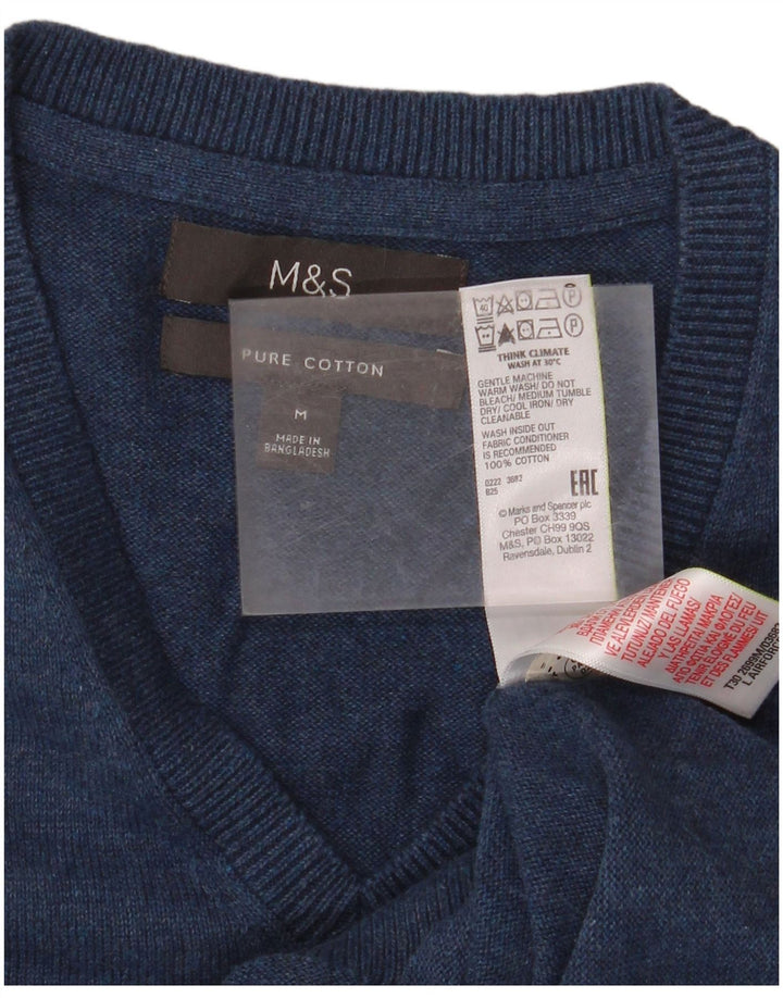 MARKS & SPENCER Camiseta sin mangas para hombre Algodón azul marino mediano