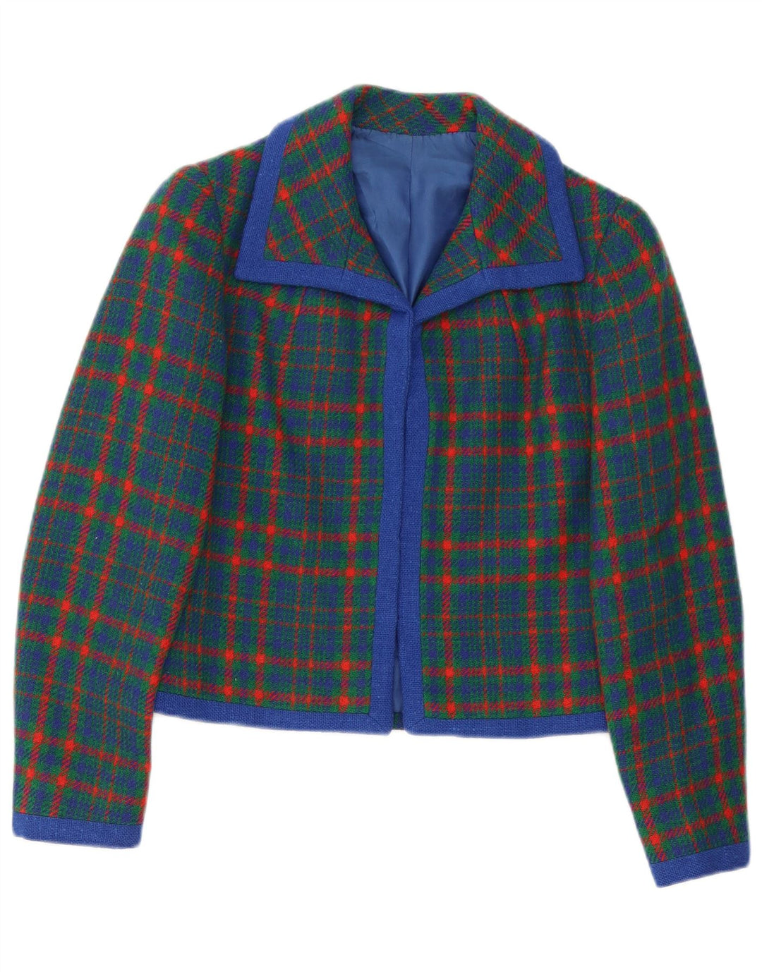 Vintage mujer Blazer chaqueta Reino Unido 10 pequeño verde cuadros retro