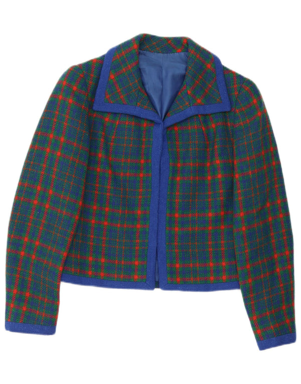 Vintage mujer Blazer chaqueta Reino Unido 10 pequeño verde cuadros retro