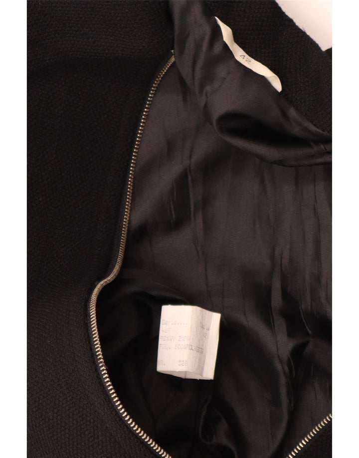 Vintage mujer chaqueta blazer con cremallera completa IT 42 poliéster negro medio