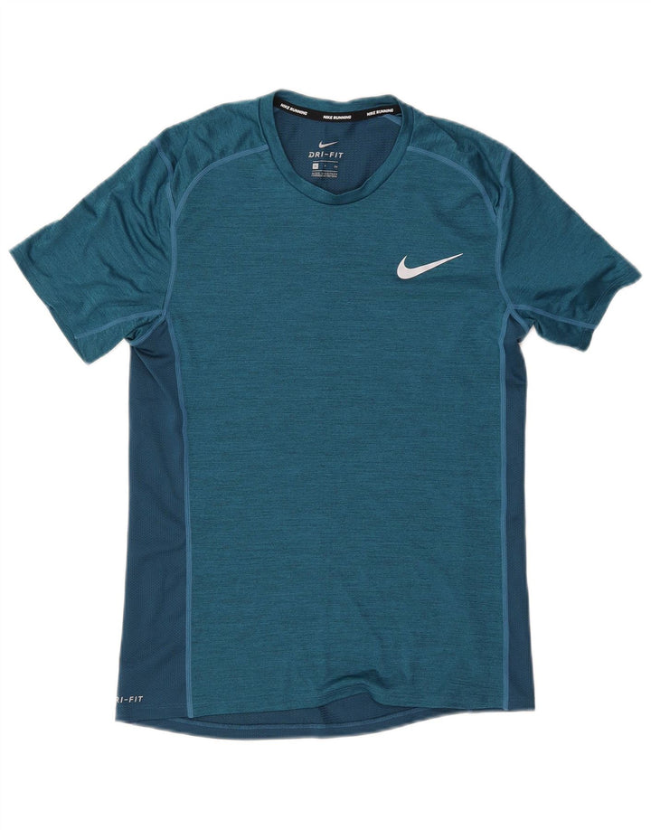 Camiseta Nike Dri Fit para hombre Top pequeño azul color block Poliéster