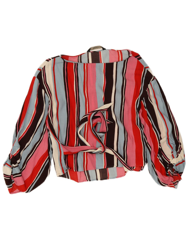Zara Blusa corta de manga larga para mujer UK 44 Mediana Rayas multicolores