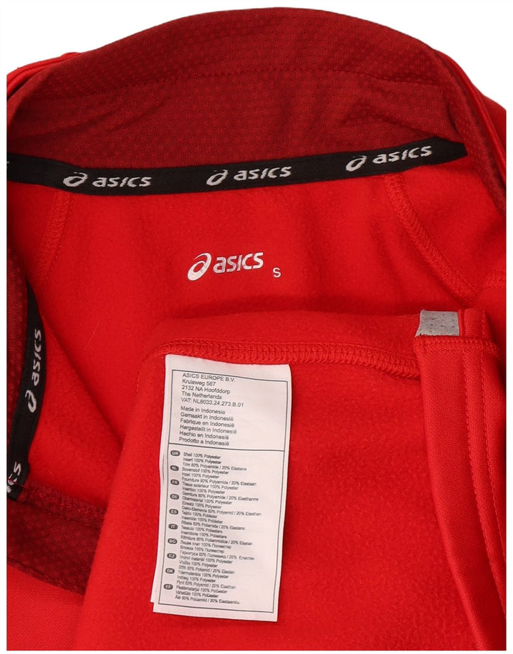 ASICS Hombre Zip Neck Jersey Chándal Top Pequeño Rojo Poliéster Deportes