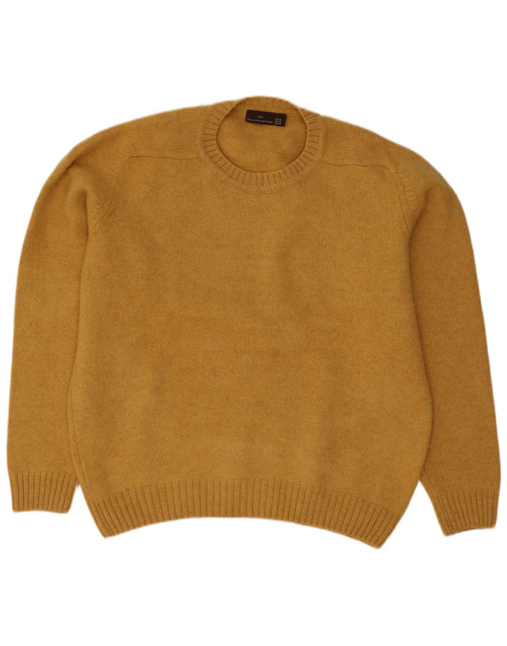 Zara Hombre Jersey Cuello Redondo Jersey XL Lana Amarilla