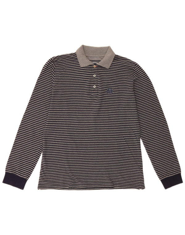 Sergio Tacchini Polo Hombre Manga Larga XL Algodón Rayas Azul Marino
