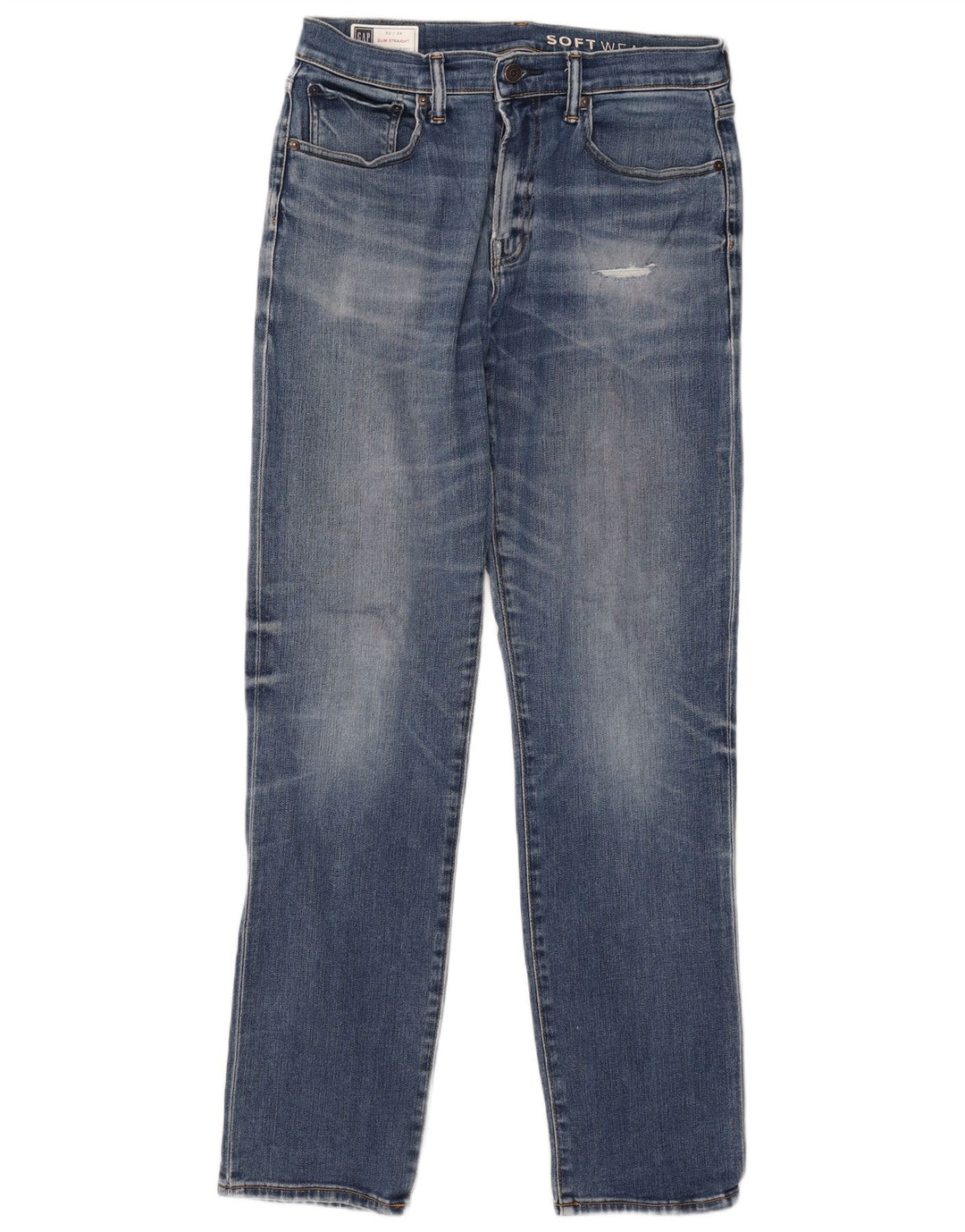 Gap Vaqueros rectos ajustados desgastados para hombre W32 L34 Algodón azul
