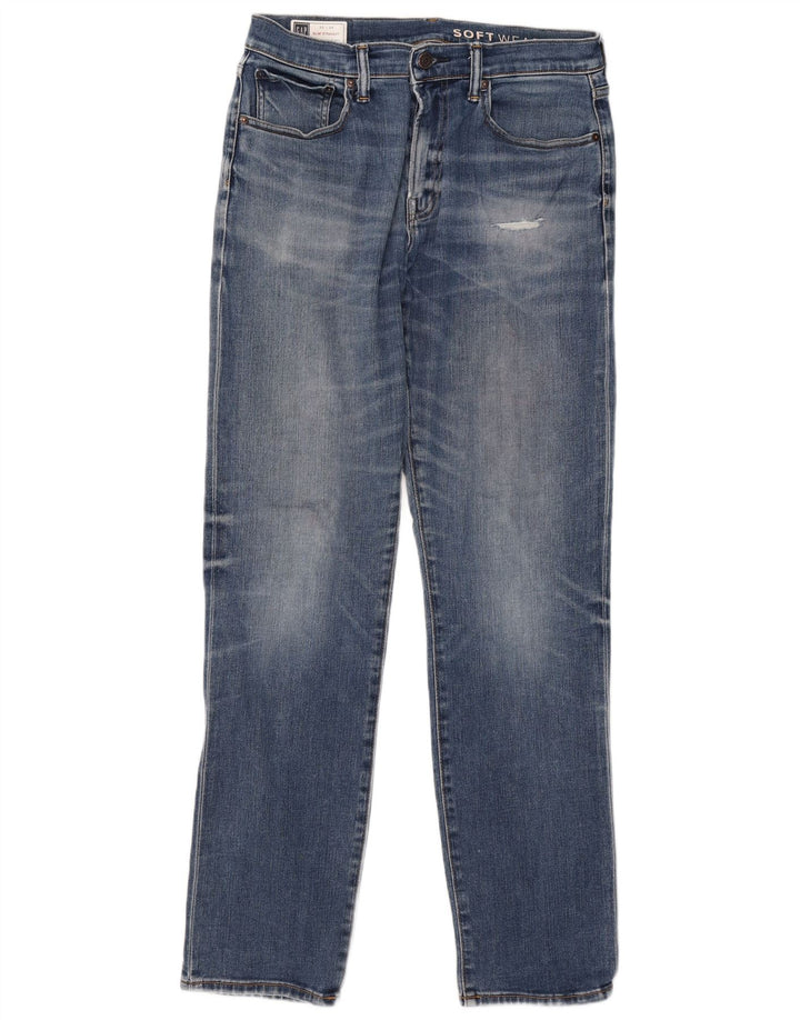 Gap Vaqueros rectos ajustados desgastados para hombre W32 L34 Algodón azul