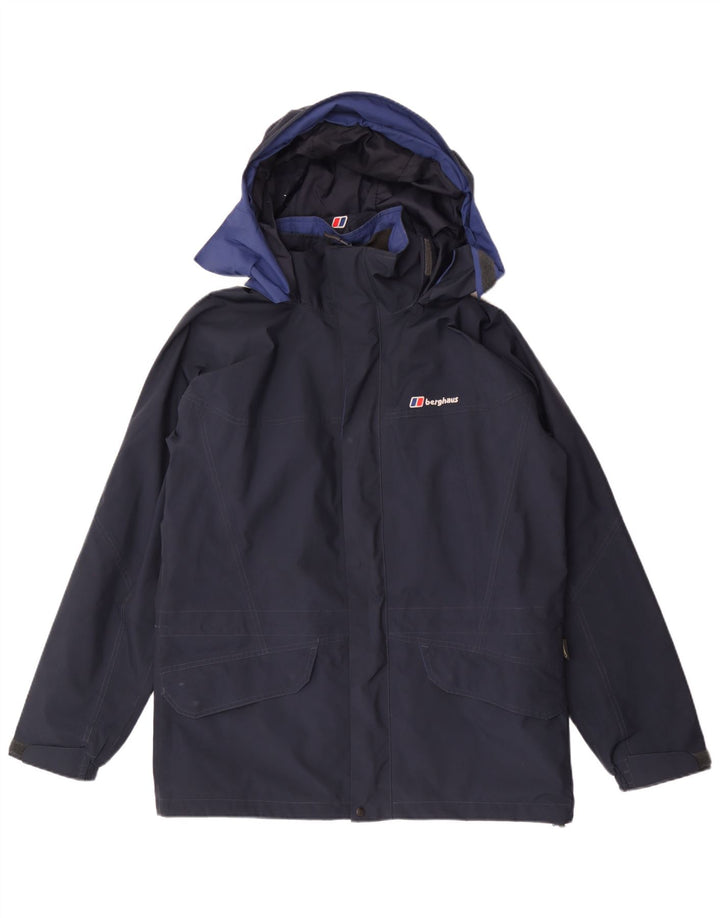 Berghaus Chaqueta impermeable con capucha para hombre UK 38 Medium Azul marino Poliéster