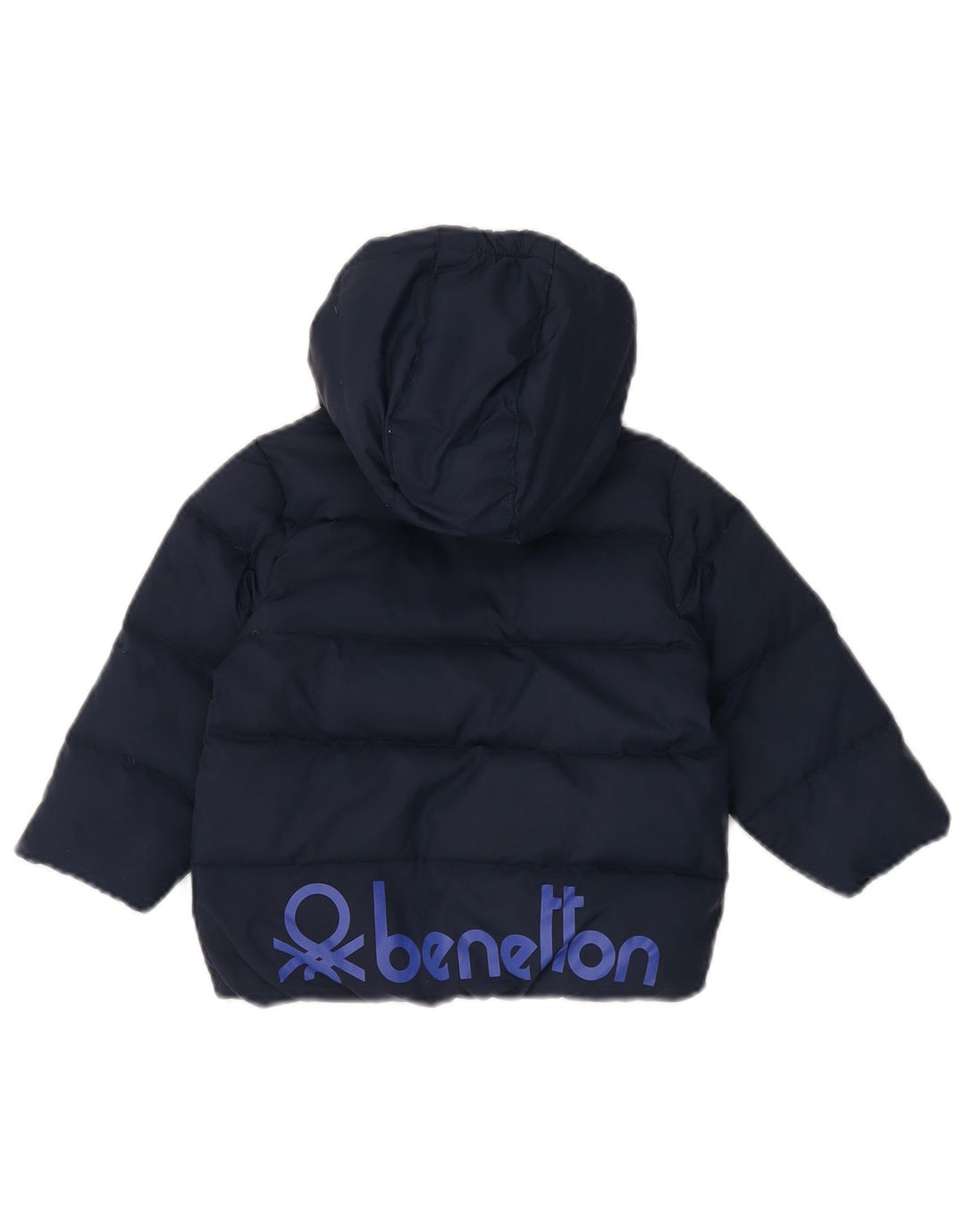 Benetton Chaqueta Acolchada Con Capucha Gráfica Para Niños 5-6 Años Azul Marino