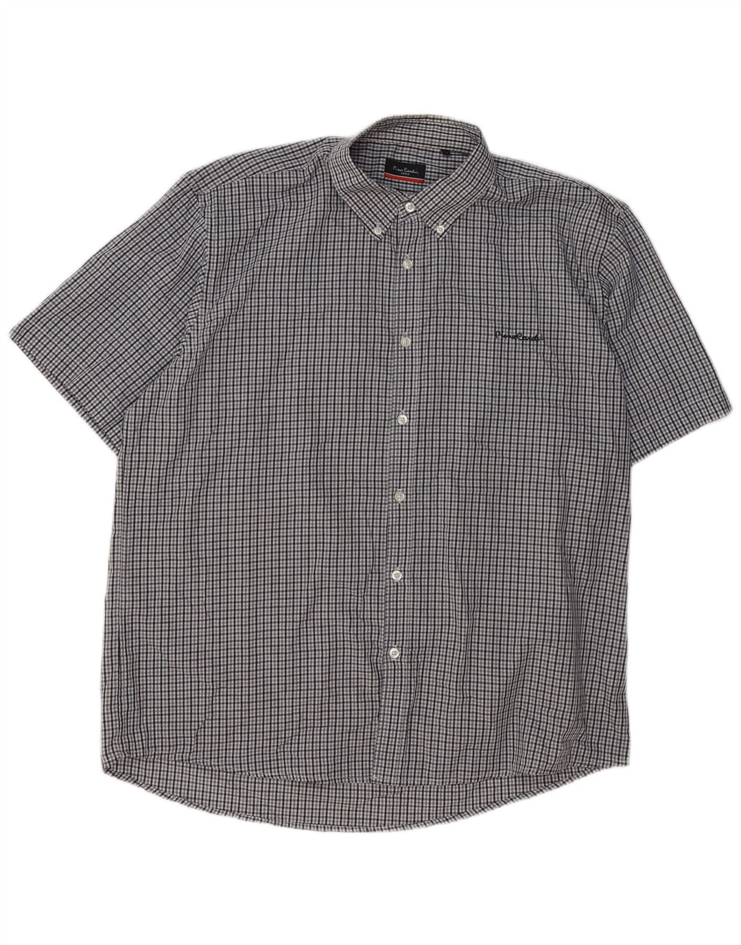 Pierre Cardin Camisa de corte regular para hombre 3XL Poliéster a cuadros gris