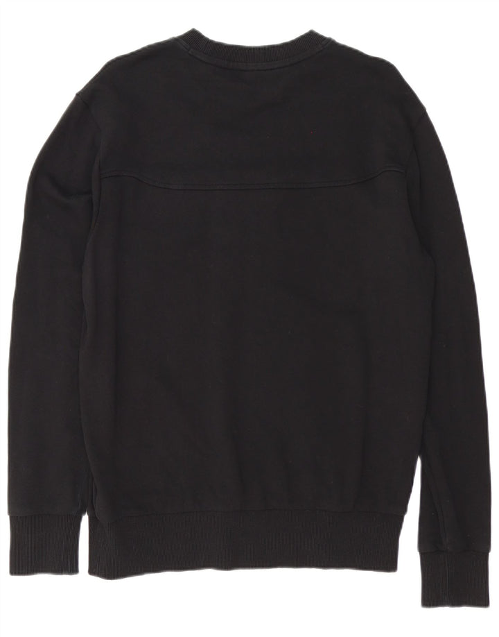 HUGO BOSS Hombre | Sudadera con gráfico tipo jersey de algodón negro mediano
