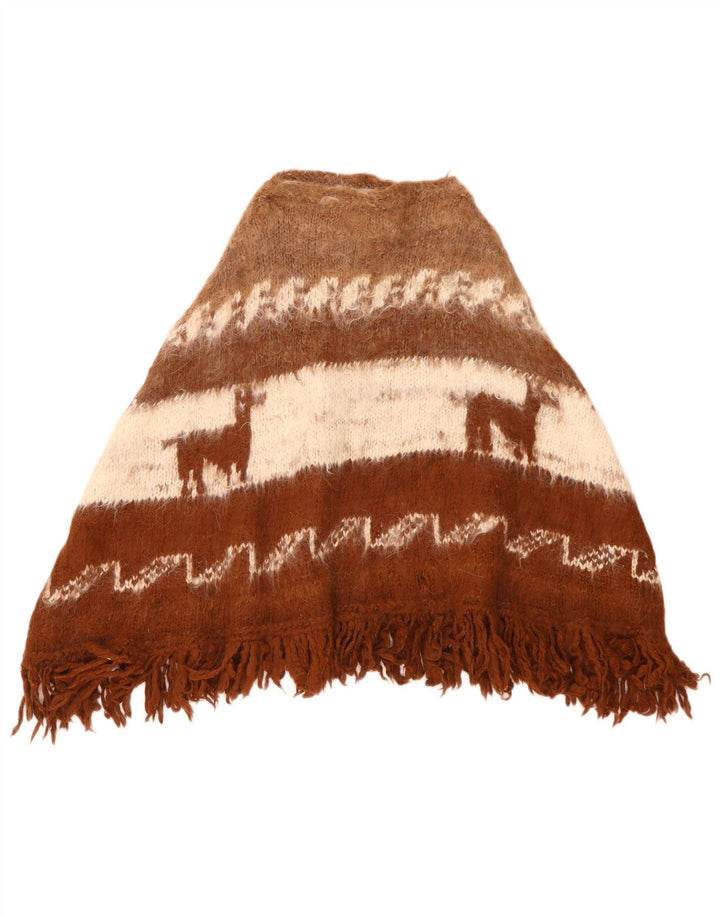Vintage mujer Poncho Jumper un tamaño marrón colorblock azteca