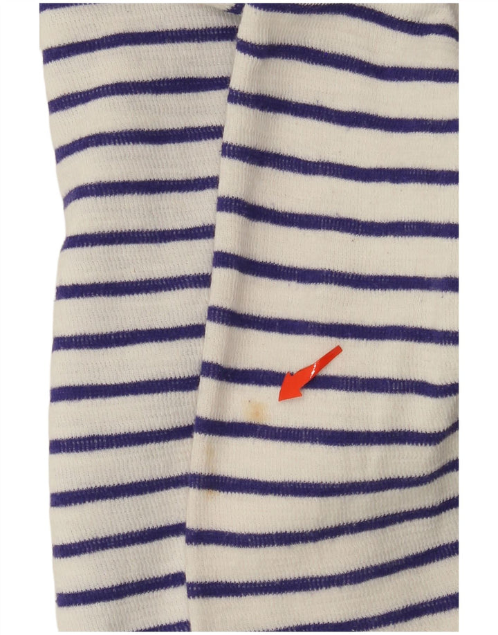 JOULES Suéter tipo cárdigan abierto para mujer UK 8 Pequeño algodón a rayas blancas