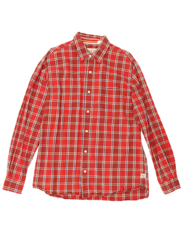 Camisa Timberland Hombre Grande A Cuadros Rojos De Algodón